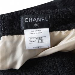 Pre Owned Chanel Black Textured Patch Pocket Detail Pencil Skirt  S