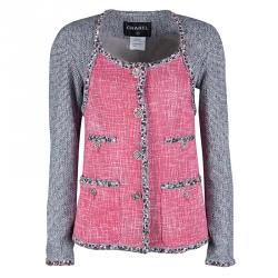 Chanel Multicolor Contrast Panel Detail Textured Jacket S