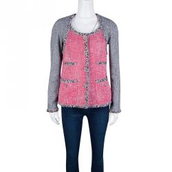 Chanel Multicolor Contrast Panel Detail Textured Jacket S