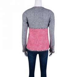 Chanel Multicolor Contrast Panel Detail Textured Jacket S