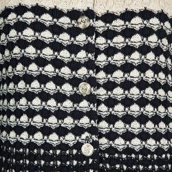 Pre Owned Chanel Navy Blue and Beige Knit Dress and Cardigan Set M