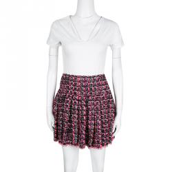 Pre Owned Chanel Multicolor Lurex Detail Textured Pleated Mini Skirt S