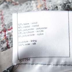 مملوكة مسبقًا Chanel Grey Checkered Tweed Chain Embellished Buttoned Dress Coat XL