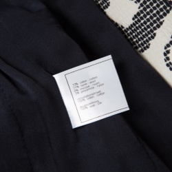 Pre Owned Chanel Vintage Navy Blue and Brown Textured Tie Detail Contrast Trim Buttoned Jacket M