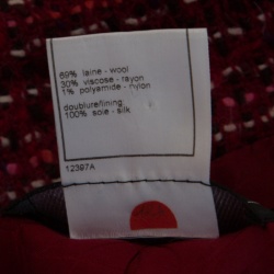 Chanel Red Textured Wool Belted Jacket L