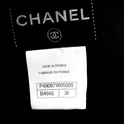 Chanel Monochrome Textured Checked Pattern Lace Insert Sleeveless Dress M