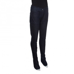 Pre Owned Chanel Indigo Dark Wash Denim Rounded Hem Jeans M