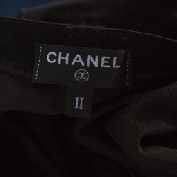 Pre Owned Chanel Black Elasticized Waist Logo Embellished Velvet Pants S