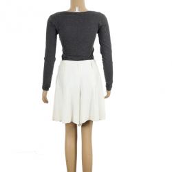 Pre Owned Chanel Cream Skater Skirt M