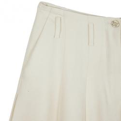 Pre Owned Chanel Cream Skater Skirt M