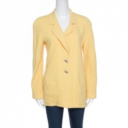 Chanel Yellow Textured Wool Jacket M
