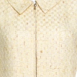Chanel Vintage Yellow Textured Zip Front Coat S