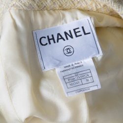 Chanel Vintage Yellow Textured Zip Front Coat S