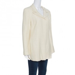 Chanel Vintage Lemon Yellow Textured Concealed Button Jacket L