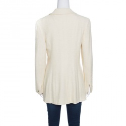 Chanel Vintage Lemon Yellow Textured Concealed Button Jacket L