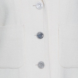 Pre Owned Chanel Vintage Cream Textured Wool Jacket S