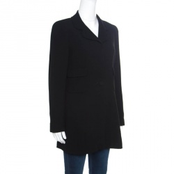 Pre Owned Chanel Vintage Black Wool Coat M