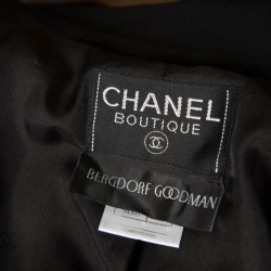 Pre Owned Chanel Vintage Black Wool Coat M