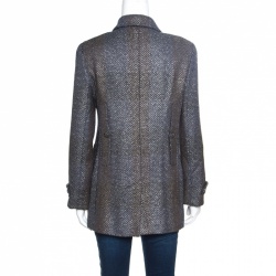 Chanel Textured Ombre Chevron Pattern Double Breasted Blazer M