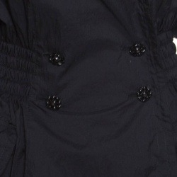 Pre Owned Chanel Black Nylon Smocked Waist Double Breasted Trench Coat M