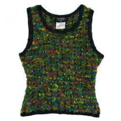 مملوكة مسبقًا Chanel Multicolor Woven Sleeveless Top M