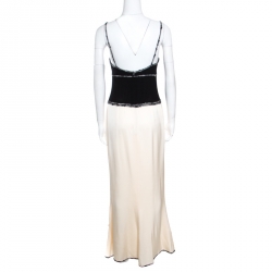 Chanel Monochrome Colorblock Tweed Trim Sleeveless Maxi Dress M