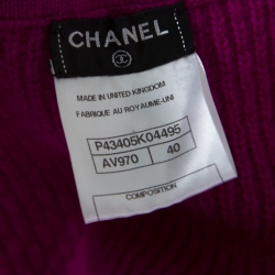 Pre Owned Chanel Fuschia Pink Textured Cashmere Knit Pencil Skirt M