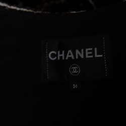 Pre Owned Chanel Black Checkered Metallic Tweed Boucle Jacket S