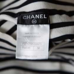 Pre Owned Chanel Monochrome Striped Cotton High Waist Hot Pants M
