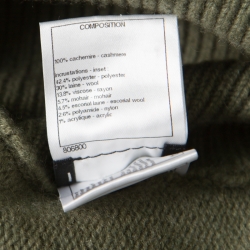 Pre Owned Chanel Olive Green Cashmere Contrast Trim Detail Hooded Poncho M