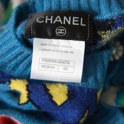 Chanel Multicolor Cashmere Floral Jacquard Embellished Button Cardigan M