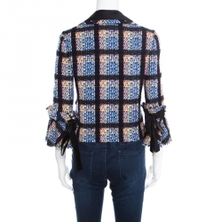 Pre Owned Chanel Multicolor Wool Blend Flounce Sleeve Tweed Blazer S