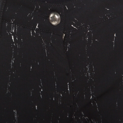 Pre Owned Chanel Black Paint Splatter Printed Wool Pants M