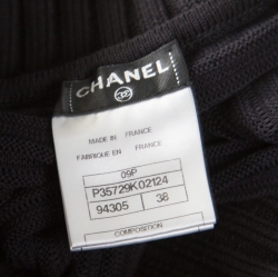 Chanel Black Chunky Rib Knit Off Shoulder Bodycon Dress M