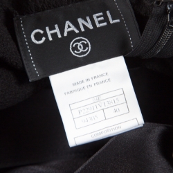 Pre Owned فستان شانيل فينتدح حرير أسود منقوش كريب مكشكش M