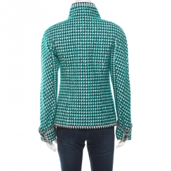 Pre Owned Chanel Turquoise Patterned Cotton Jacquard Paris-Seoul Blazer S
