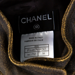 Pre Owned Chanel Vintage Dark Brown Calfskin Leather Button Front Vest M
