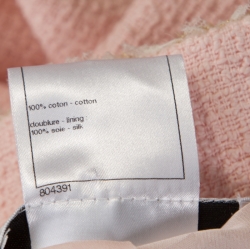 Pre Owned معطف طويل شانيل قطن تويد لوريكس متداخل أزرار أمامية وردي فاتح M