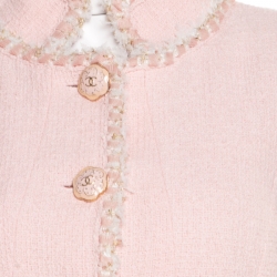 Pre Owned معطف طويل شانيل قطن تويد لوريكس متداخل أزرار أمامية وردي فاتح M