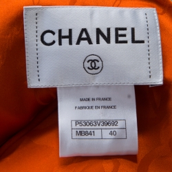 Chanel Multicolor Silk Blend Tweed Double Breasted Long Coat M