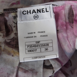 Chanel Multicolor Floral Printed Cotton Neck Tie Detail Open Front Blouse S