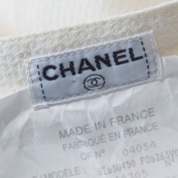 Pre Owned Chanel Cream Textured High Waist Shorts M