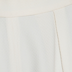 Pre Owned Chanel Cream Textured High Waist Shorts M