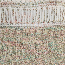 Pre Owned فستان ماكسي شانيل تريكو شانكي كريمي منقوش بلا أكمام L