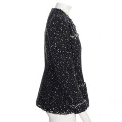 Chanel Black Printed Tweed Button Front Jacket M