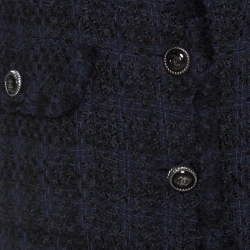 Pre Owned Chanel Navy Blue Tweed Contrast Boucle Trim Classic Blazer M