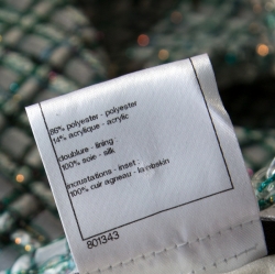 Chanel Green & Iridescent Tweed Inner Lambskin Front Tie Waistcoat Jacket M