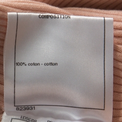 Pre Owned Chanel Pink Ribbed Knit Coco Cuba Short Sleeve Top M