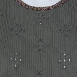 Chanel Olive Green Ribbed Knit Coco Cuba Sleeveless Top M