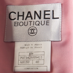 Pre Owned Chanel Pink Cotton Wool Tweed Lurex Detail Dress Suit M